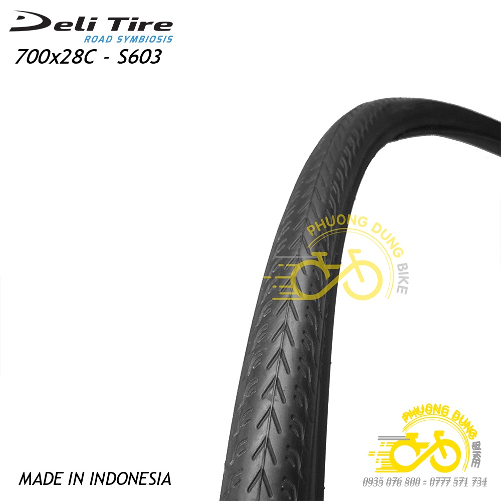 Cặp Lốp (vỏ) và Ruột (săm) xe đạp Deli Tire S603 700x28C - Van dài 60mm