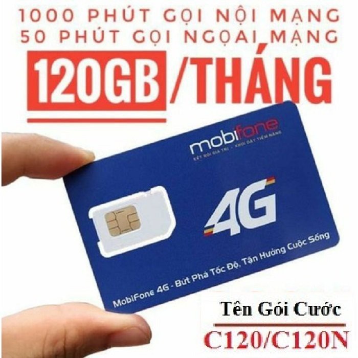 [GẤP ĐÔI DUNG LƯỢNG] SIM 4G MOBIFONE C120N ưu đãi 120 GB/tháng + gọi không giới hạn