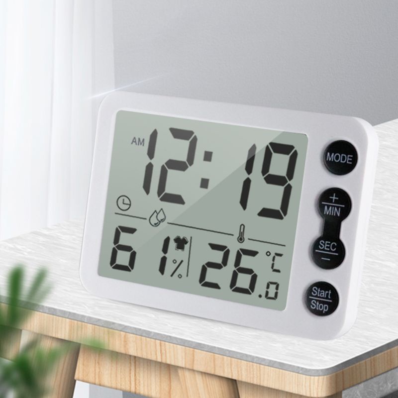 Đồng Hồ Kỹ Thuật Số Cảm Biến Nhiệt Độ / Độ Ẩm Chống Thấm Nước Có Cốc Hút Tiện Dụng Cho Nhà Bếp