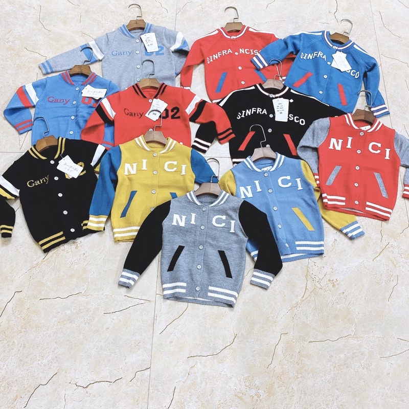 Áo Len Cổ Tim, Áo Len Cardigan Cho Bé Trai Size 1-4 Tuổi