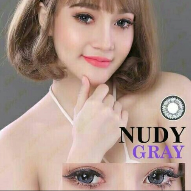 1 cặp lens cận xám tây giãn tròng chính hãng Hàn quốc kính áp tròng xám tây chính hãng nudy gray