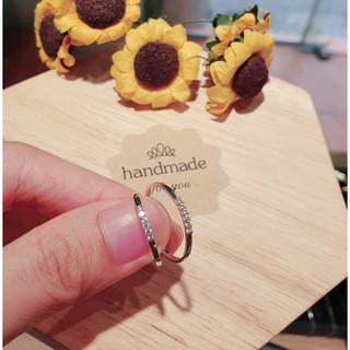 Nhẫn bạc nữ mảnh đính 6 viên đá