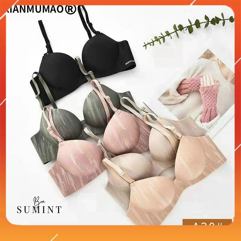 Áo lót nữ su đúc không gọng nâng ngực cup chéo đệm mút bàn tay vân xước họa tiết lông ngỗng A5070