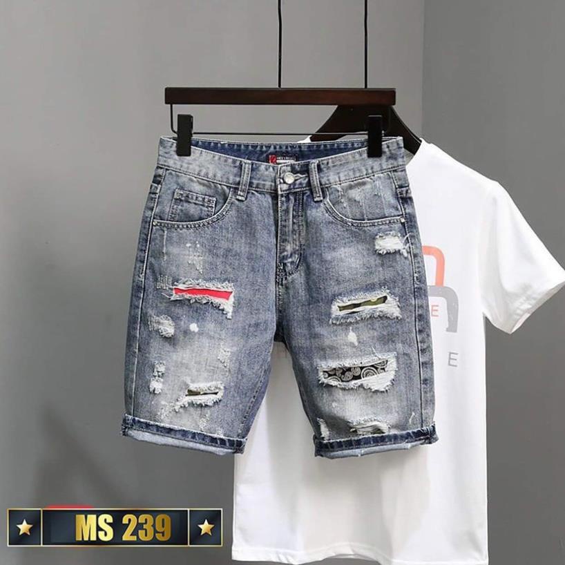 QUẦN SHORT JEAN NAM VẢI CO GIẢN MỀM MẠI CAO CẤP XANH RÁCH PHONG CÁCH MTH MS239 FASHIONTM68