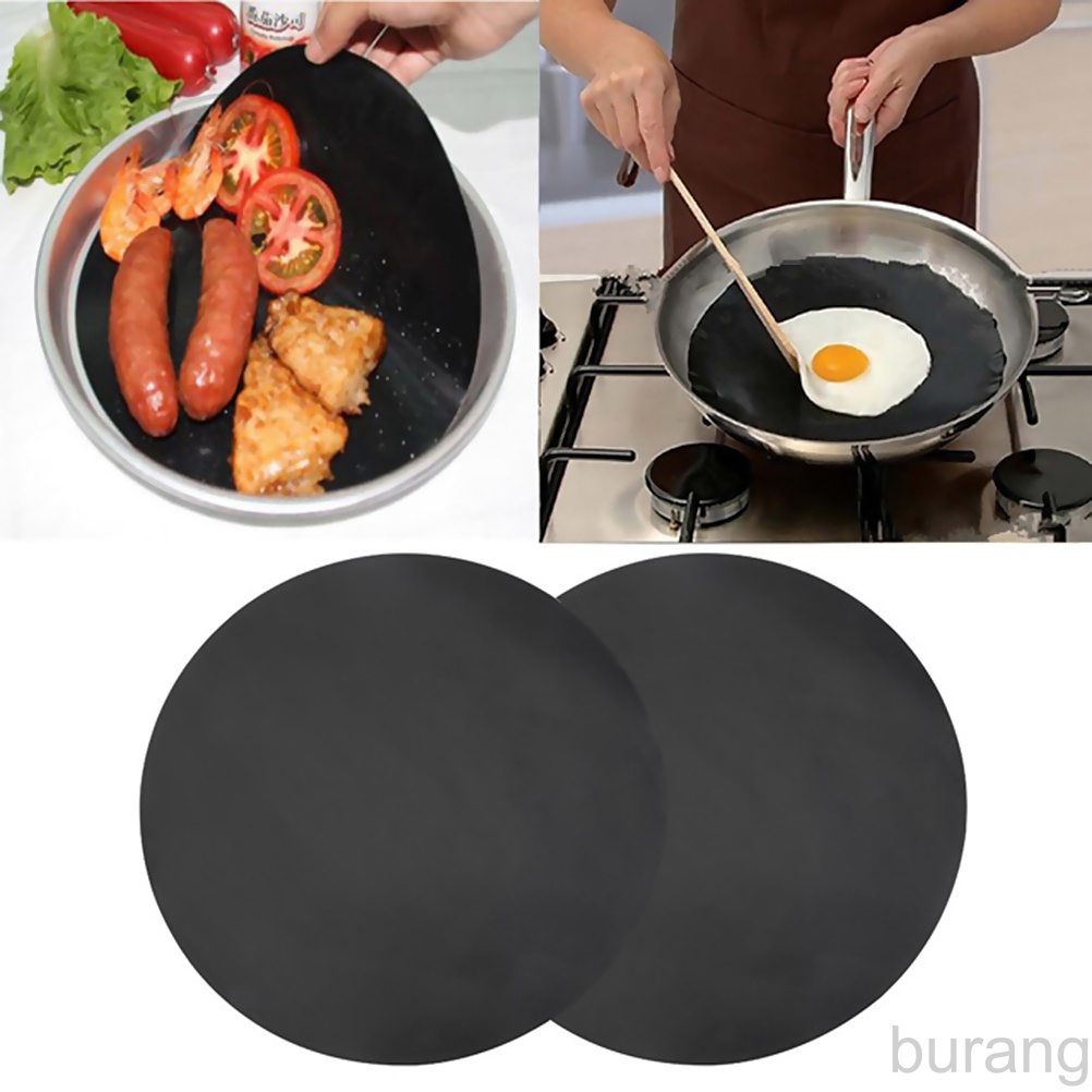 2 Pack 24cm Round Non-Stick High Temperature Pan Frying Pan Liner Sheet Cooking Wok Sheet Pad for Kitchen BBQ burang