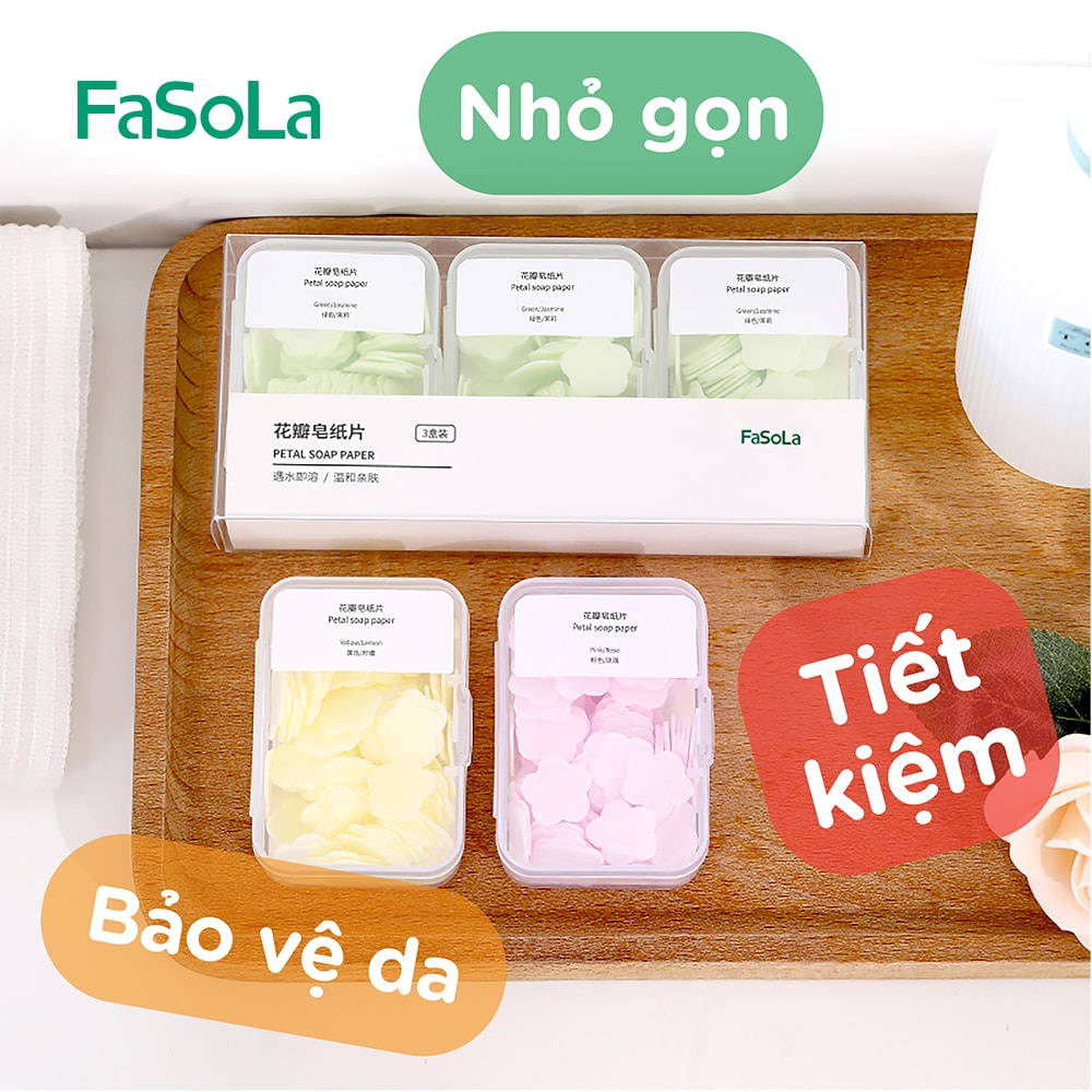 Xà phòng giấy rửa tay hình cánh hoa (combo 3 hộp) FASOLA FSLJY-393