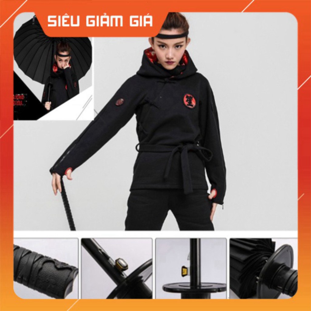 ô che nằng, kiếm khách, ô cán giả kiếm nhật katana 16 lan chống lật thích hợp đi mưa, nắng,có túi vải đựng ô LIÊ