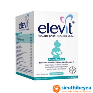 Elevit bú của úc hộp 60 viên date t4/2025