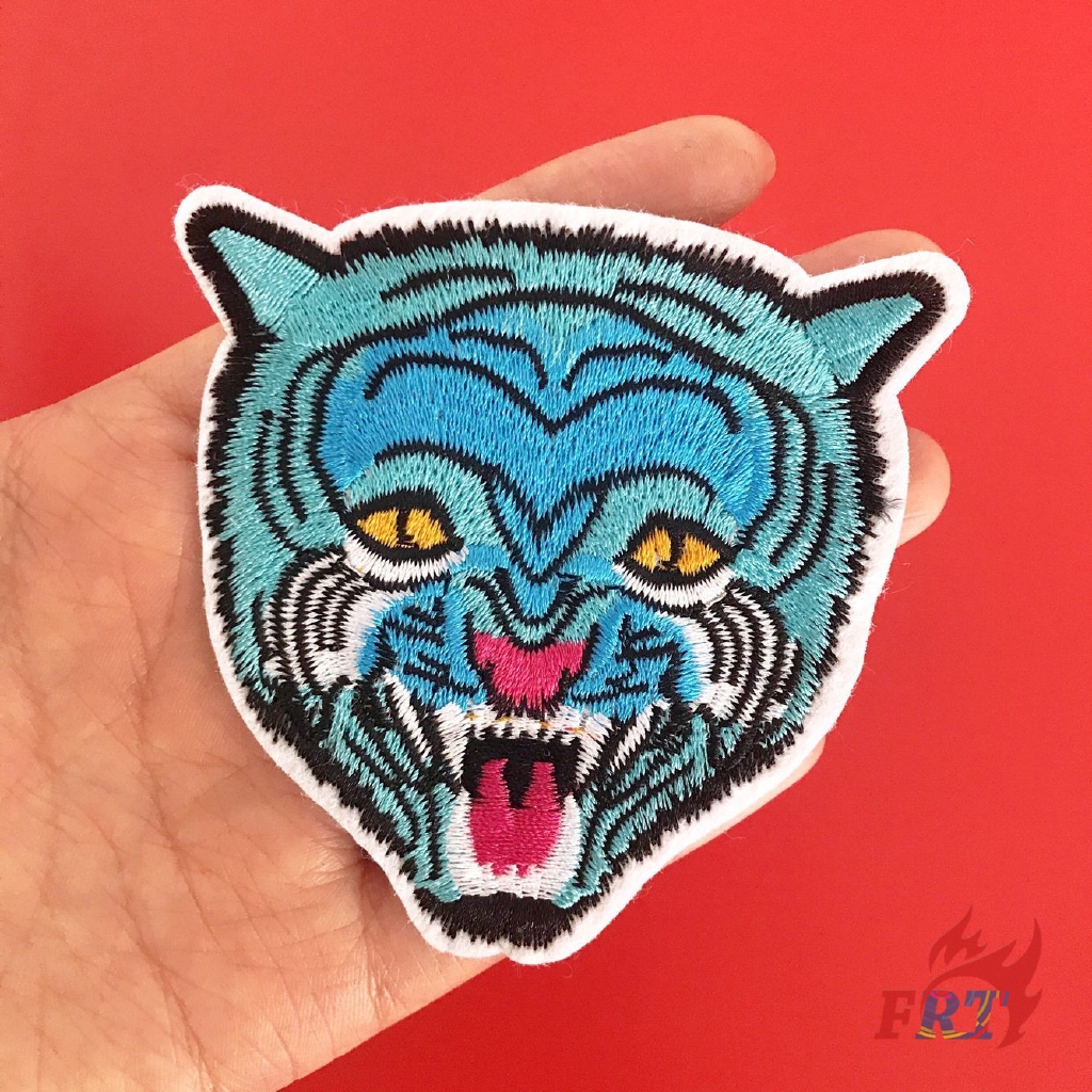 ☸ Animals - Blue/Gold Tiger Patch ☸ 1Pc Diy Sew on Iron on Badges Patches（Tiger - Series 04）