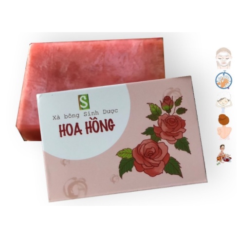 Xà Bông Sinh Dược Hoa Hồng - Rose Soap Giúp Làm Sạch Da Dưỡng Da Mềm Mịn Thư Giãn Với Thảo Mộc Tự Nhiên và Hoa Hồng