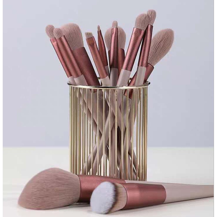 MAANGE Set 13 Cọ Trang Điểm Lông Mềm Kèm Túi Vải YR