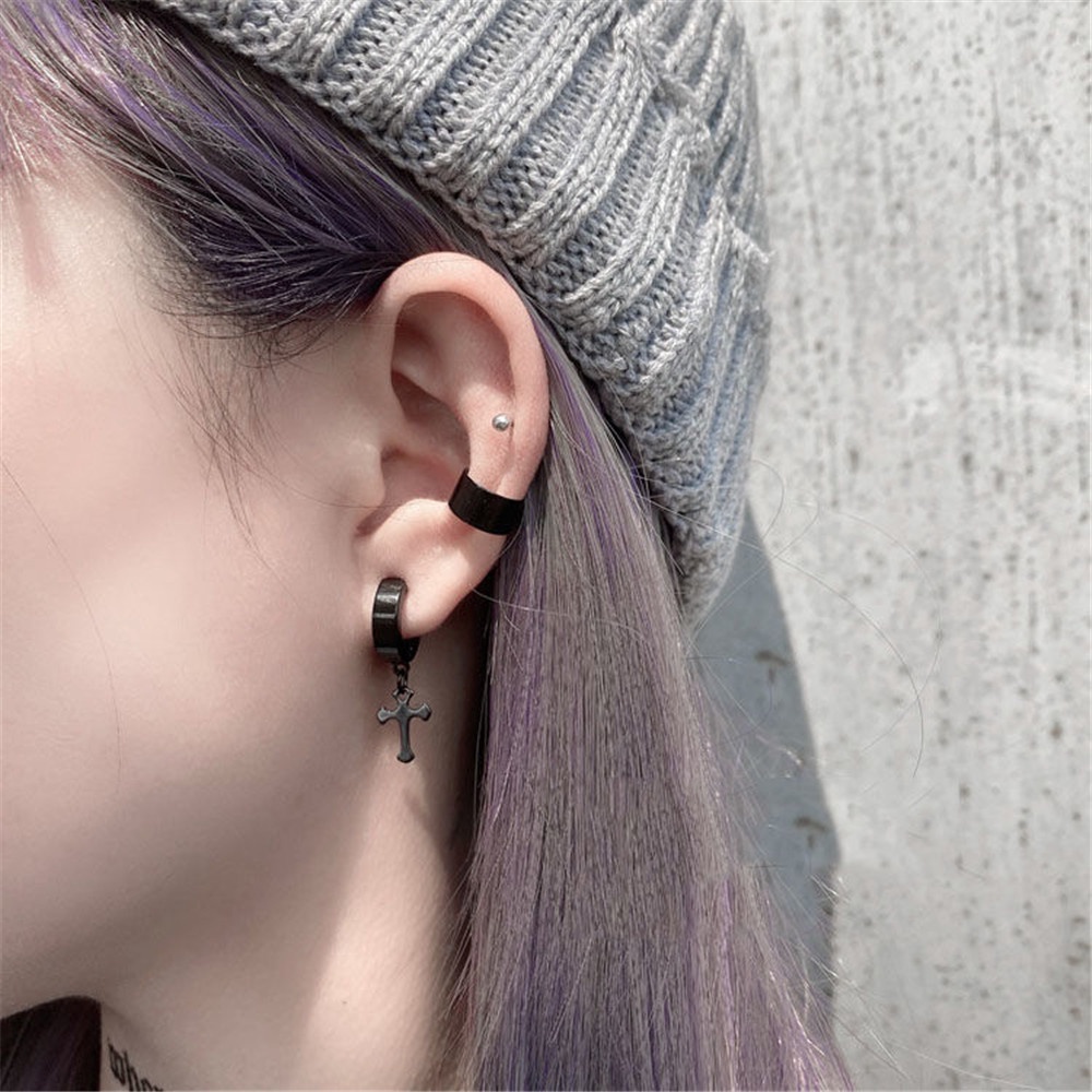 1 Khuyên Tai Thép Không Gỉ Hình Thánh Giá Thời Trang Cho Nam Nữ