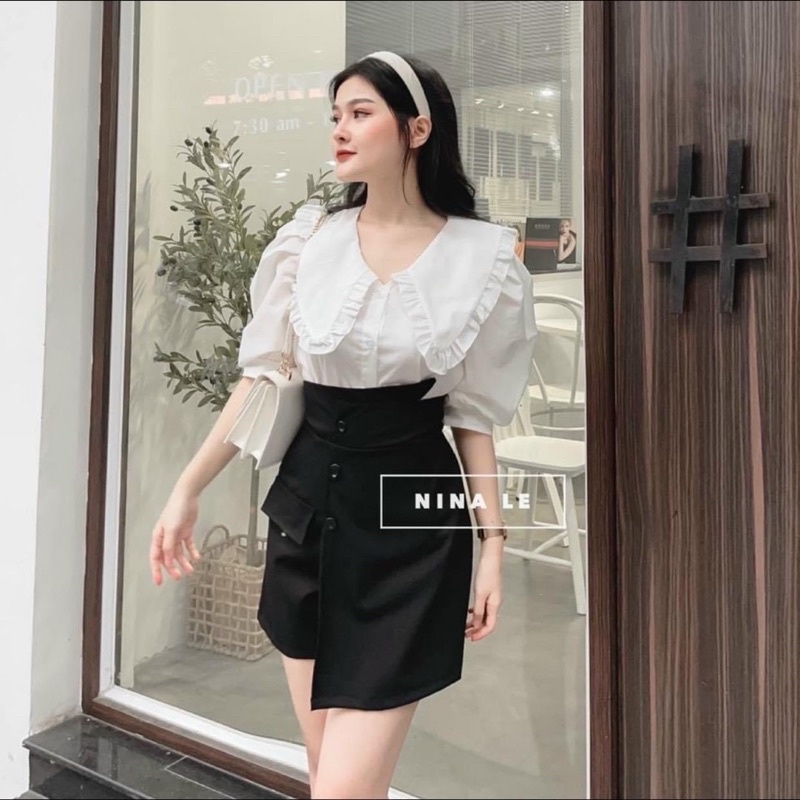 Set áo sơ mi quần giả váy bigsize 50-90kg có mẫu chụp thật
