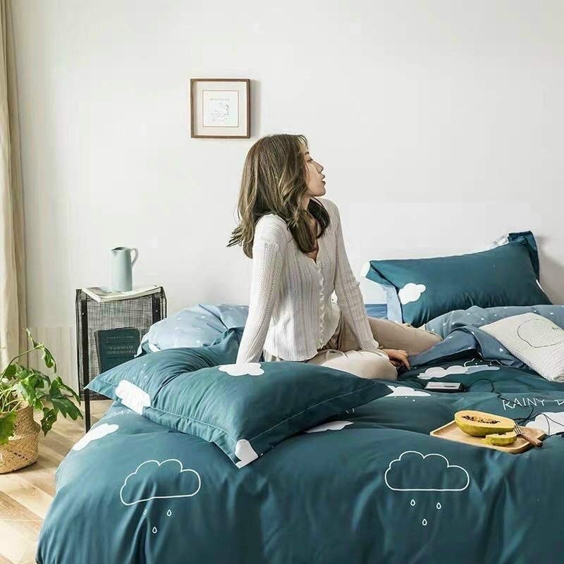 [BST 18] Bộ chăn ga gối Cotton Poly EmmiBedding phong cách Hàn Quốc Drap giường cotton hot trend (không kèm ruột)