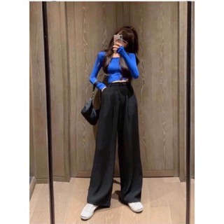 Quần Suông Nữ 💖FREESHIP💖 Quần Ống Rộng Vải Vitex Phong Cách Hàn Quốc 2 Màu Đen Tím- SP16