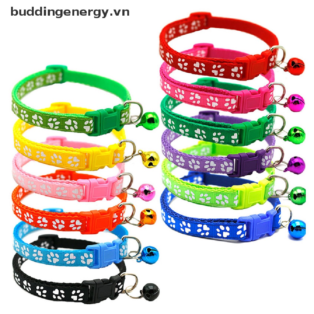 Vòng cổ mặt chuông in dấu chân dễ thương có thể điều chỉnh cho thú cưng