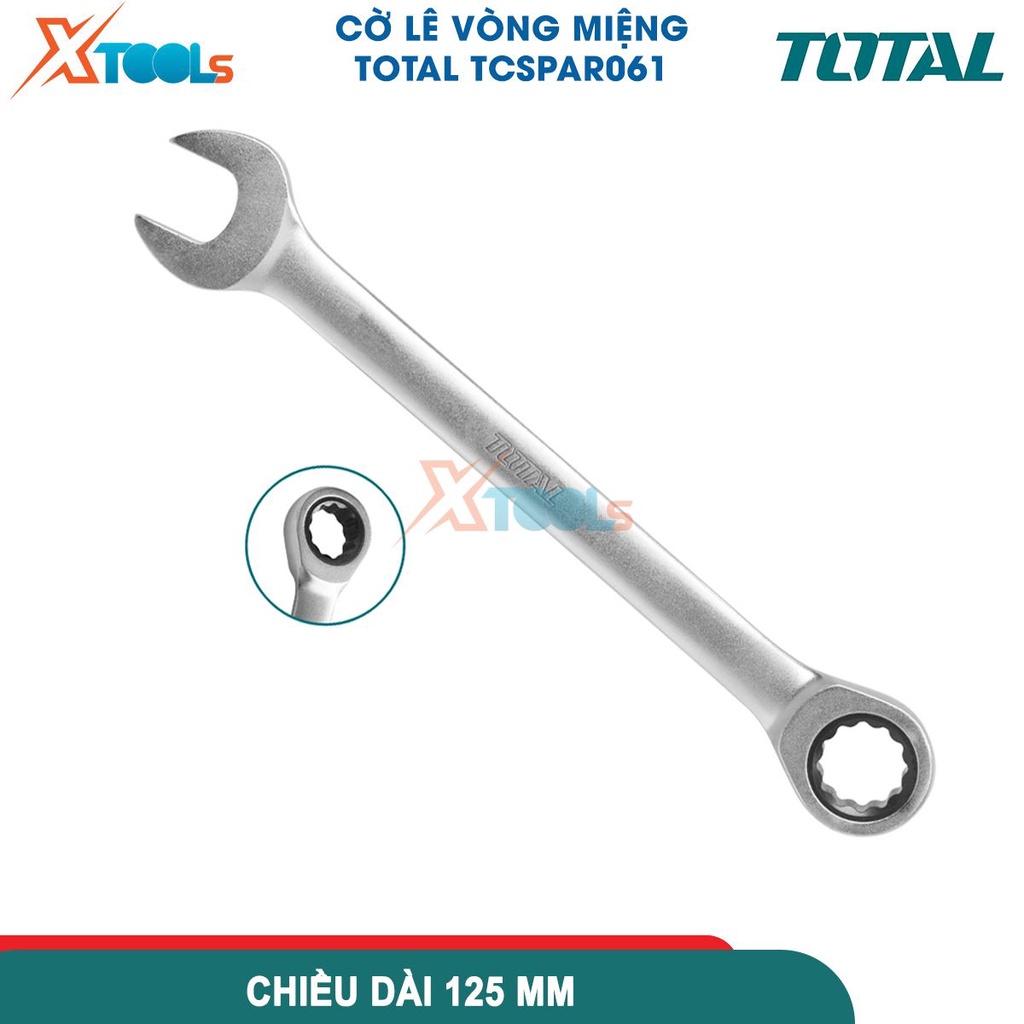 Cờ lê vòng miệng 2 chiều từ động TOTAL, kích thước 6mm, 18mm, 21mm, 22mm, 24mm, chất liệu Cr-V mạ crom-CHÍNH HÃNG-XTOOLS