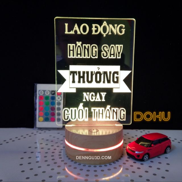 Đèn Để Bàn Tạo Động Lực Mã DOHU26 “Lao Động Hăng Say...” 16 Màu Kèm Điều Khiển Và Dây Cáp