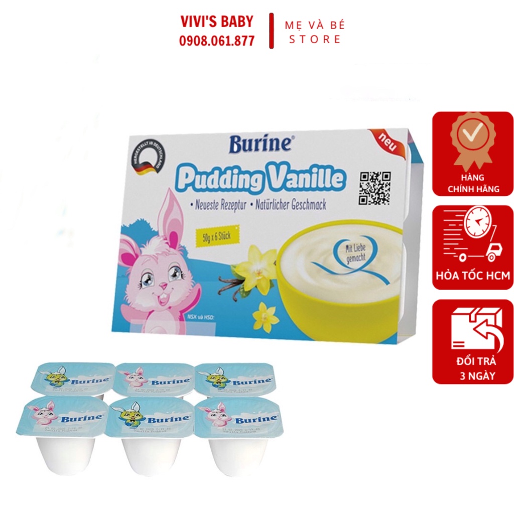 Cháo sữa Burine HiPP ăn dặm Pudding Vani [1 Lốc 6 Hũ] [6x50g] Date 04/2024 - 1 Đổi 1 Nếu Lỗi NSX