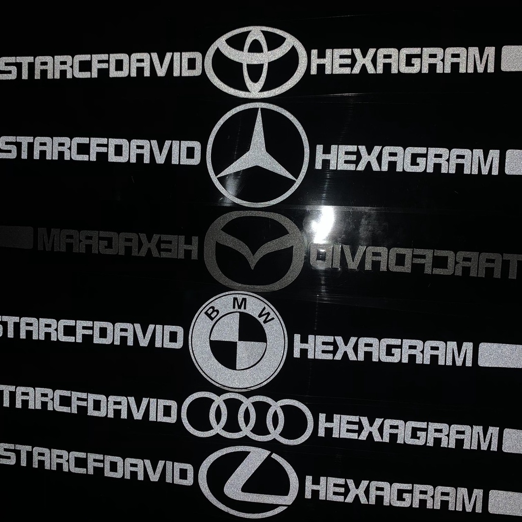Tem Decal Dán Trang Trí Xe Ô Tô Laser Phản Quang Biểu Tượng &quot;STARCFDAVID - Logo Hãng Xe - HEXAGRAM&quot;