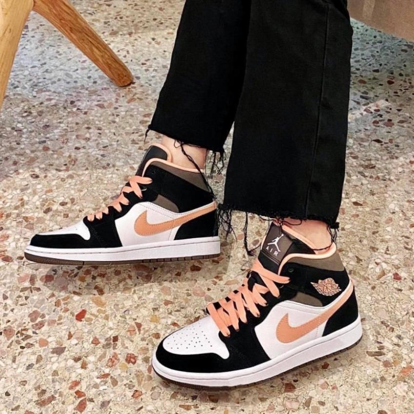 Giày thể thao Jordan cam đào, Giày JD1 peach mo_cha  phối đồ siêu chất nam nữ mẫu mới 2022 full box tặng kèm dây