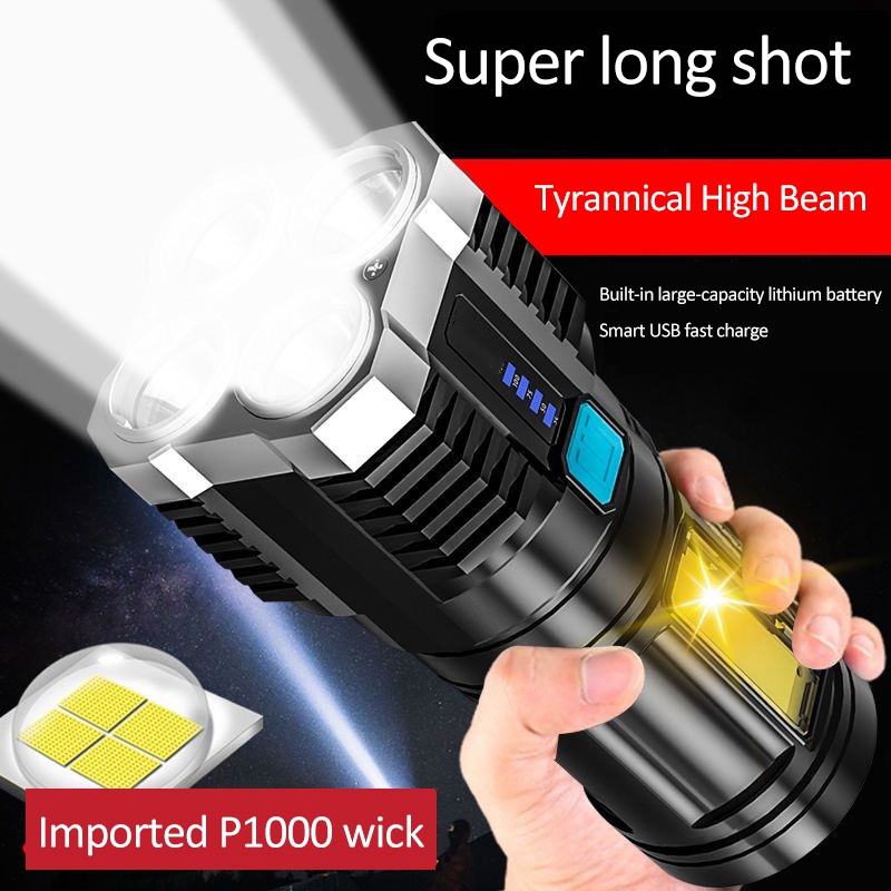 Đèn pin 4 bóng siêu sáng có thể sạc lại