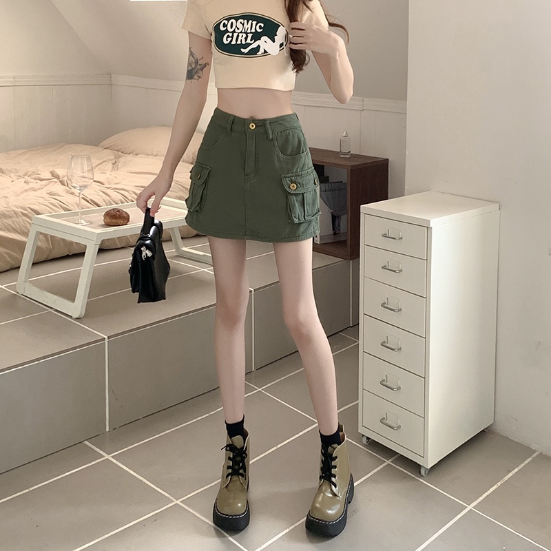 Chân váy jean Chữ A Lưng Cao Thời Trang Mùa Hè Phong Cách Hàn Quốc Cho Nữ