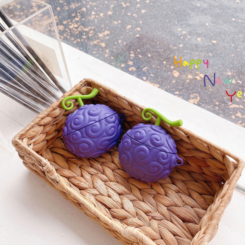 Vỏ Bảo Vệ Hộp Sạc Tai Nghe Không Dây Bằng Silicon Mềm Họa Tiết Trái Cây Ác Quỷ 3D Dành Cho 1 2 Pro