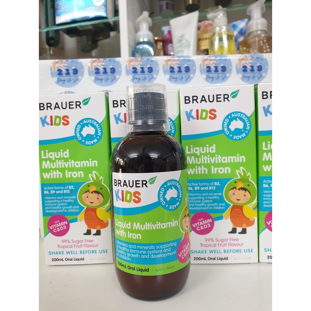 Brauer Kids Liquid Multivitamin With Iron 200ml - Brauer bổ sung vitamin và sắt