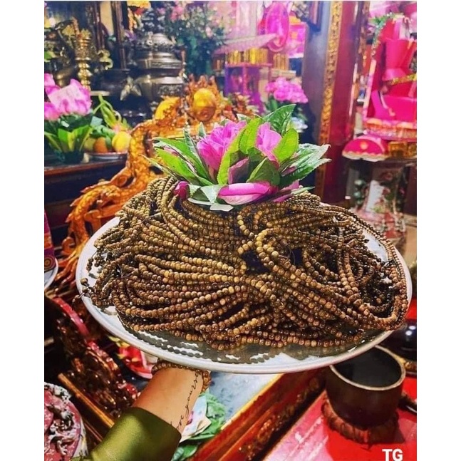 Vòng tay trầm hương mix sen chuỗi tràng 108 hạt cao cấp