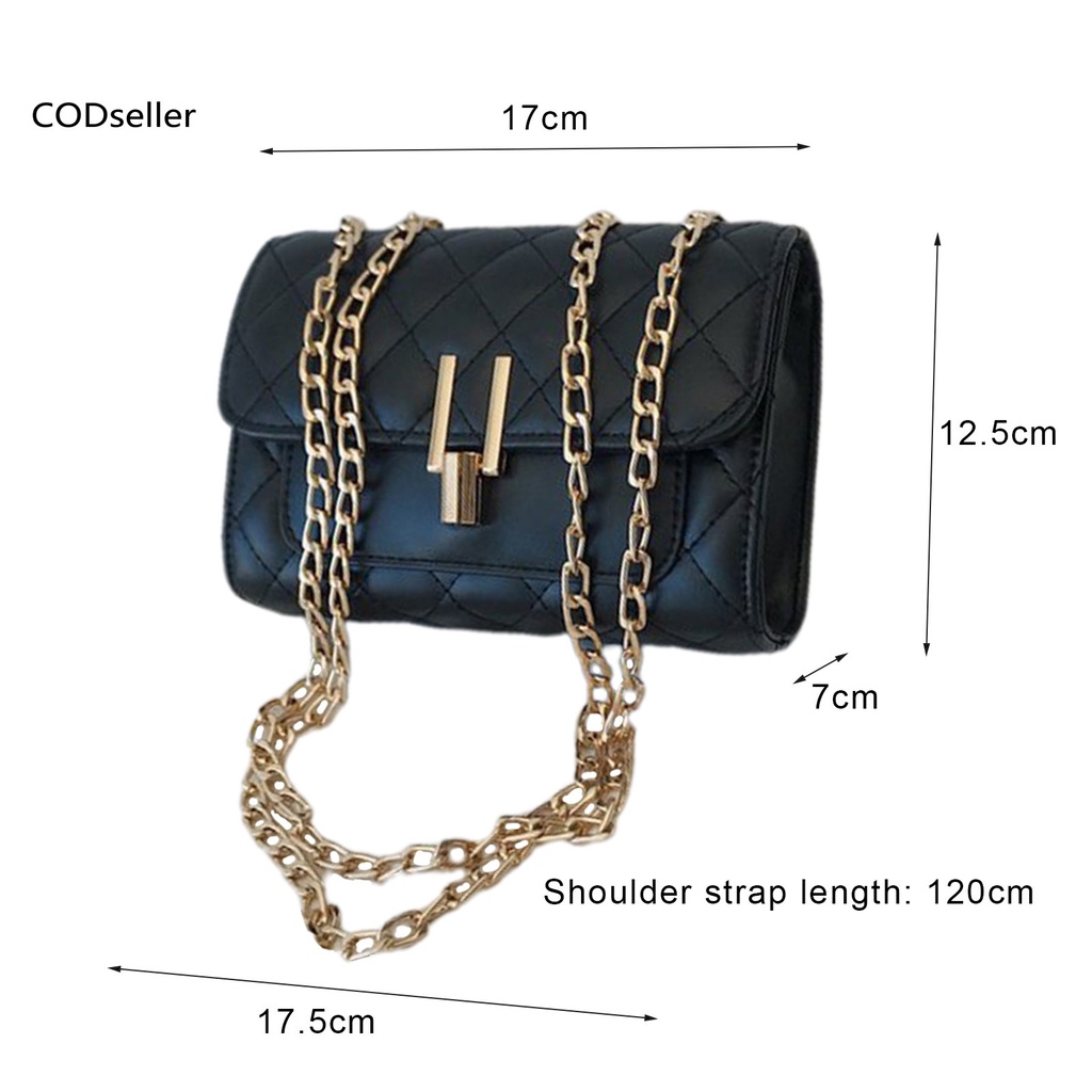 COD_ Faux Leather Handbag Single-shoulder Square Women Chain Messenger Bag Exquisite for Daily Use