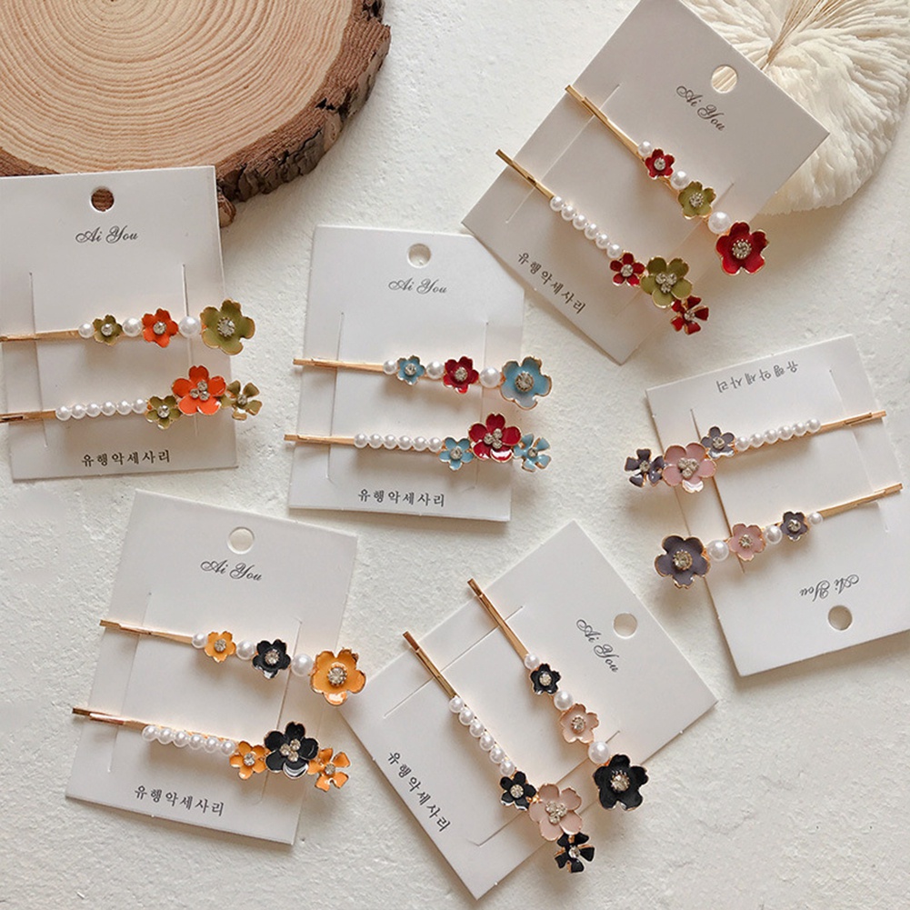 Set 2 Kẹp Tóc Đính Ngọc Trai Giả Thời Trang Cho Nữ