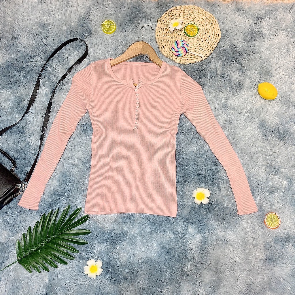 1Z12 Áo len tăm cúc ngực 12 cúc nhỏ phong cách Hàn Quốc Freesize 1026 | BigBuy360 - bigbuy360.vn