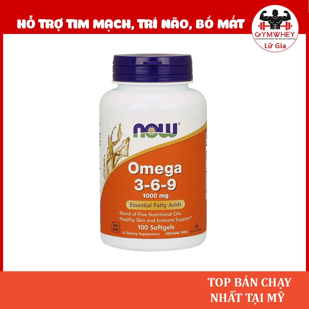 OMEGA 369 viên uống phát triển trí não đẹp da hạ mỡ máu Now Omega 3 6 9 100 Viên
