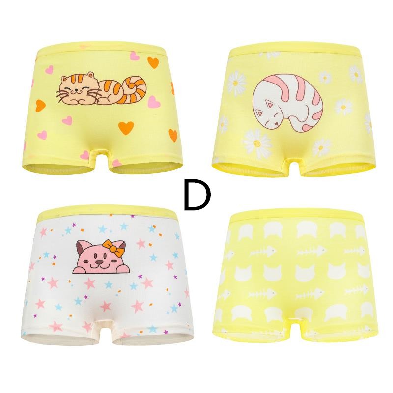 SMY Set 4 quần lót cotton hoạ tiết hoạt hình cho bé gái 3-12 tuổi