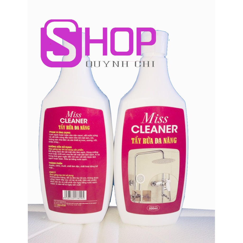 MIss Cleaner tẩy rửa đa năng vòi sen inox, tẩy rửa nồi inox, bếp từ và bếp ga chai lớn 500ml