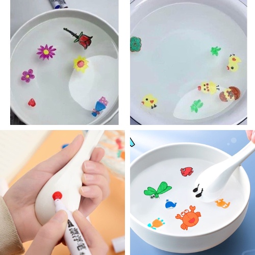 Bút Nước Ma Thuật Vẽ Họa Tiết , Floating Pen, tặng kèm thìa, vẽ hình nổi trên nước, dùng được trên bảng trắng