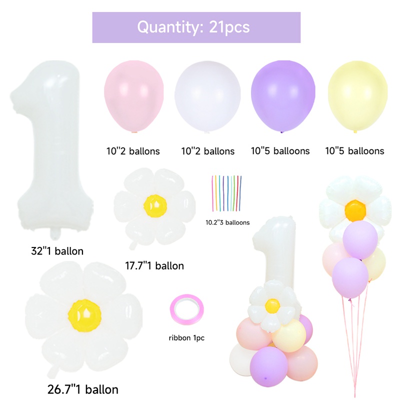 Set 21 Bong Bóng Kỹ Thuật Số 32inch 1-9 Màu Trắng Dùng Trang Trí Tiệc Sinh Nhật/Đám Cưới