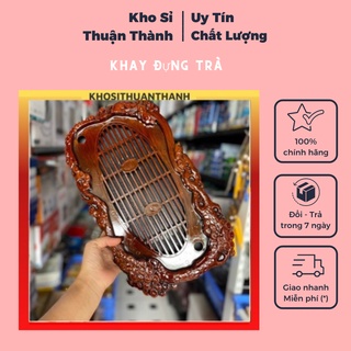 Khay đựng trà bằng nhựa giả gỗ vân điêu khắc siêu sang trọng (KHOSKHOSI)