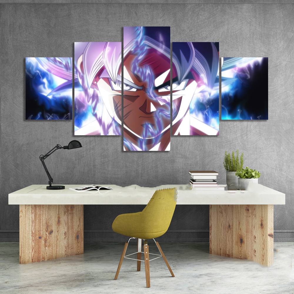 Bộ 5 Tranh Vải Canvas Treo Tường In Hình Anime Dragon Ball Trang Trí Nhà Cửa
