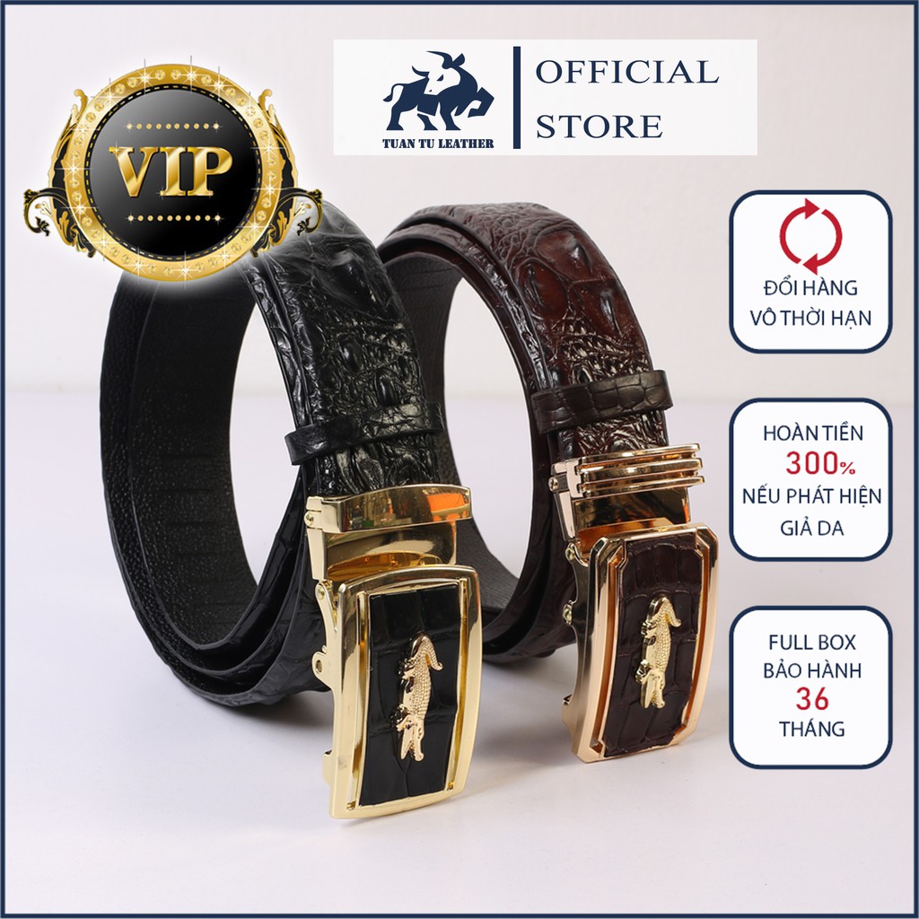 [Hàng VIP] Thắt lưng da cá sấu thật 100% - Dây cá sấu liền không nối - Bản to 3.5 màu nâu đen