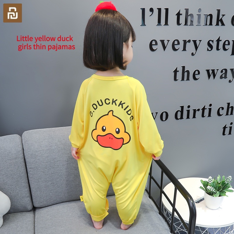 Bộ đồ ngủ họa tiết vịt vàng dễ thương dành cho bé gái