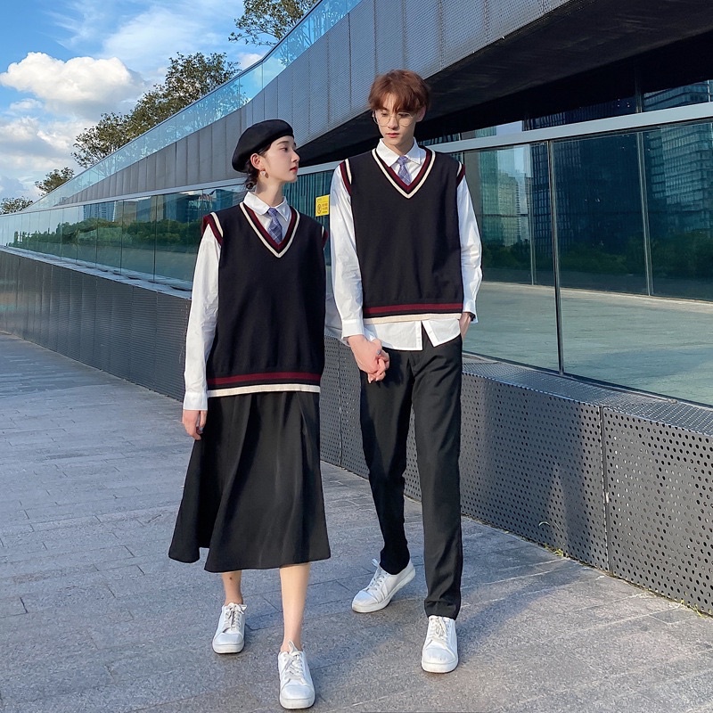 Áo gile 🦋 phối viền style hàn quốc dáng rộng chất umi dày dặn không bai nhão xù lông | BigBuy360 - bigbuy360.vn