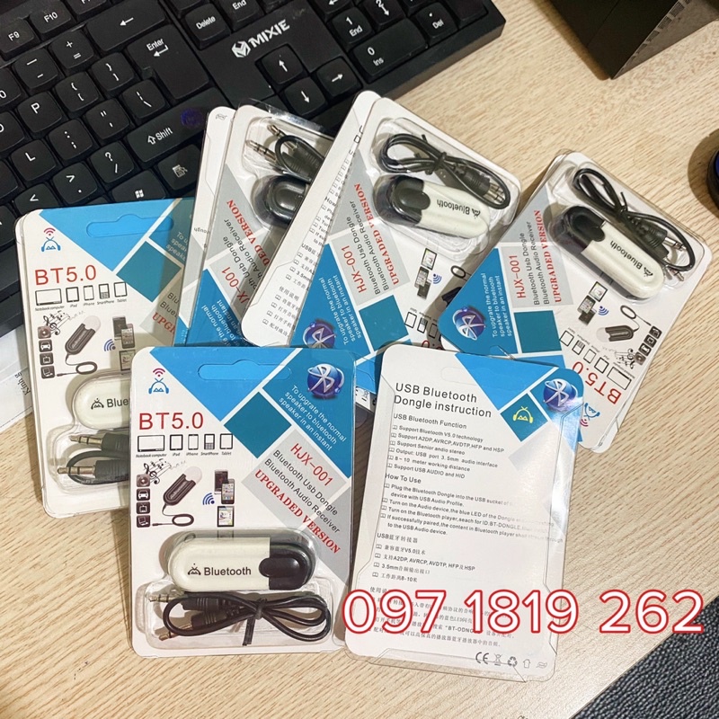 USB Bluetooth 5.0 DONGLE HJX 001. Hàng loại 1 không nhiễu.USB Bluetooth 5.0 Chuyển Loa Thường Thành Loa Bluetooth