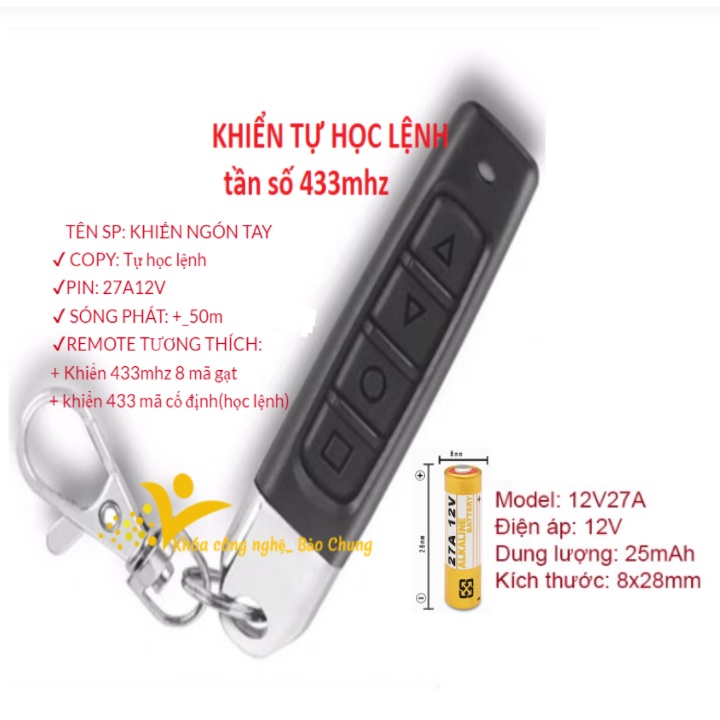 Remote điều khiển cửa cuốn tần số 433mhz học lệnh mẫu mới