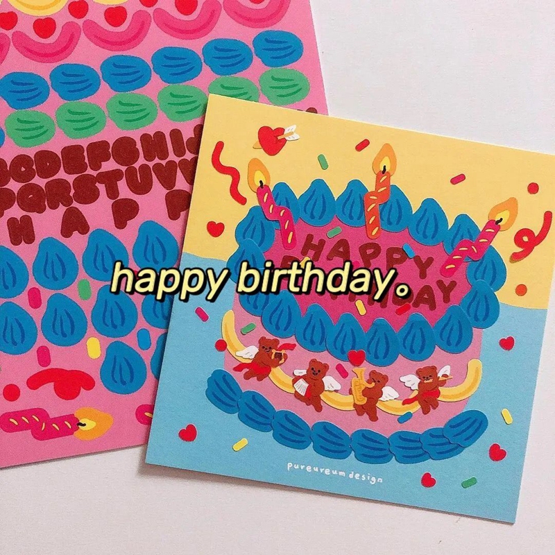 1 Set Birthday Diy Card With Sticker Happy Birthday Gift