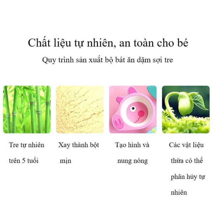 Bát Ăn Dặm Sợi Tre, Cao Cấp, Họa Tiết Hình Thú Ngộ Nghĩnh, Đáng Yêu, An Toàn Cho Bé Babibu