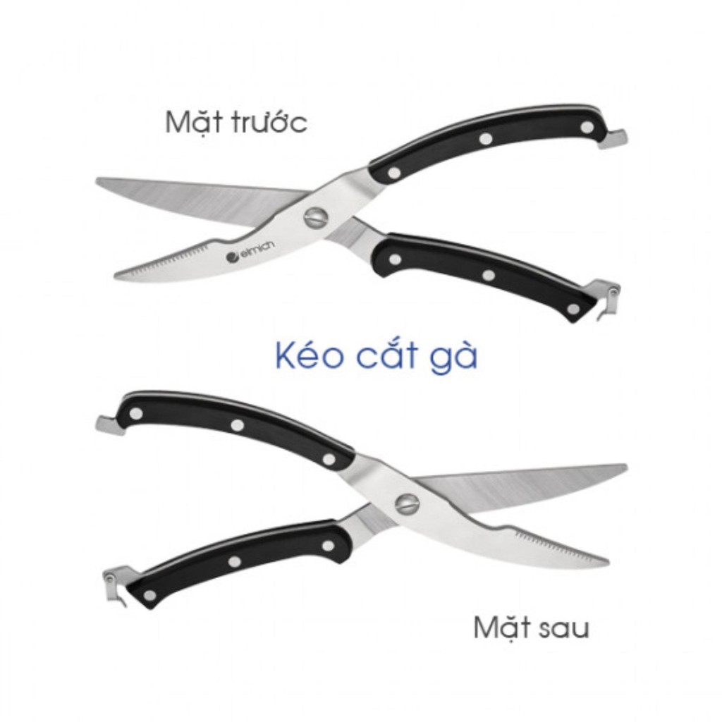 Kéo cắt gà Kitchen Scissors (Bạc phối đen) Ms-55