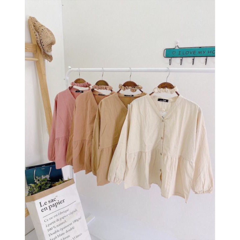 [Mã FAWEEKDAY2 giảm 10K đơn 50K] áo babydoll cổ v tay bồng ulzzang ảnh thật | BigBuy360 - bigbuy360.vn