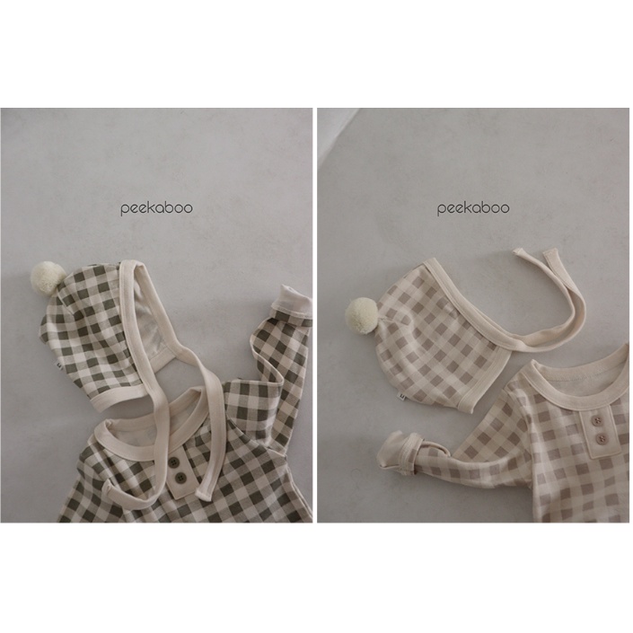 (Chính hãng) Mũ thỏ và mũ quả bông bộ kẻ Cony 2022 co giãn PEEKABOO made in Korea thời trang trẻ em cho bé